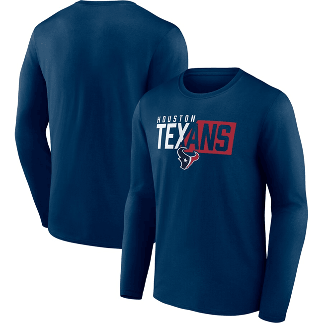 Men's Navy Houston Texans One Two Long Sleeve T-Shirt